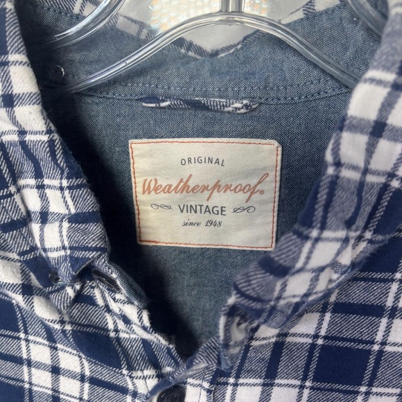 Toy Story "Made in the 90s" Upcycled Blue and White Fall Flannel Shirt Sz Large - Picture 3 of 7